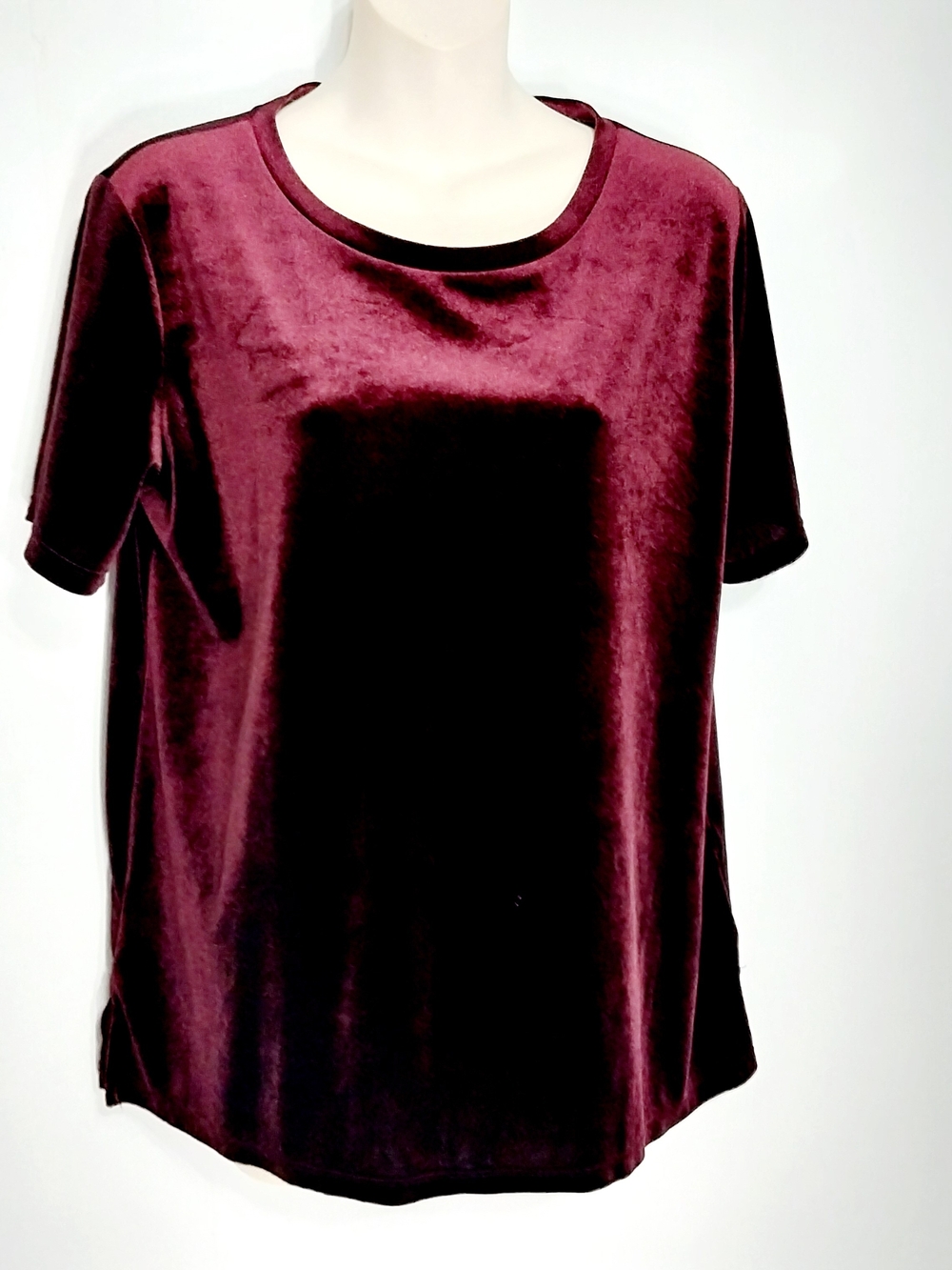 🔵BOGO FREE🔵 Old Navy Velvet Top Burgundy Short Sleeve Sz M